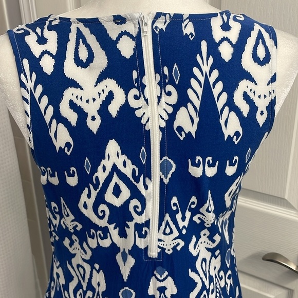 Papillon Blue and White Sleeveless Shift Dress Size S - Picture 9 of 13